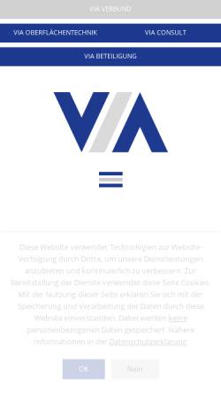Vorschau der mobilen Webseite www.v-i-a.de, Verbund Innovativer Automobilzulieferer in der Region Südwestfalen (VIA)