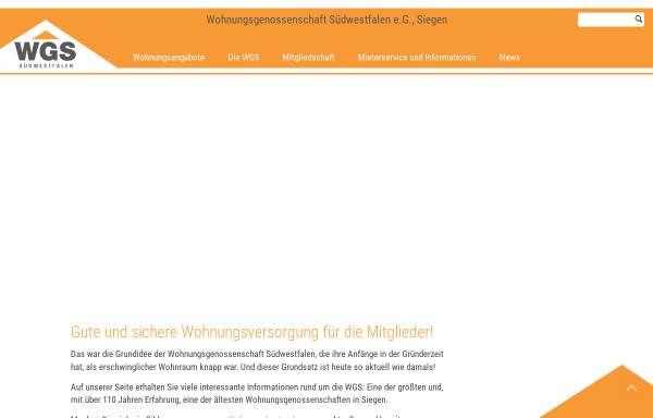 Vorschau von www.wgs-suedwestfalen.de, Wohnungsgenossenschaft Südwestfalen e.G.