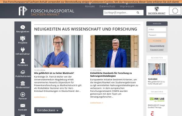 Vorschau von forschung-sachsen-anhalt.de, Forschungsportal Sachsen-Anhalt