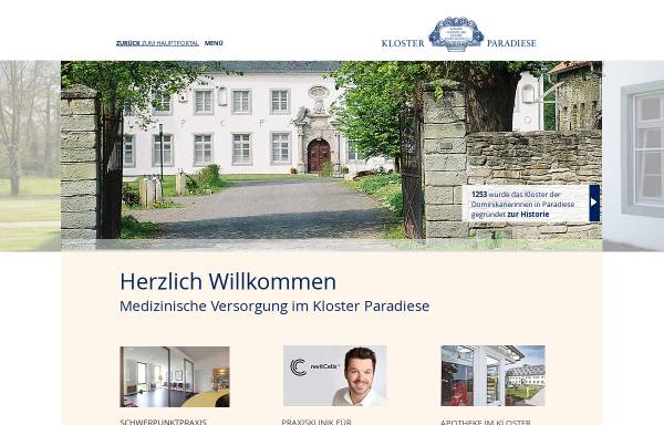 Vorschau von www.kloster-paradiese.de, Gesundheits- und Krebszentrum Kloster Paradiese