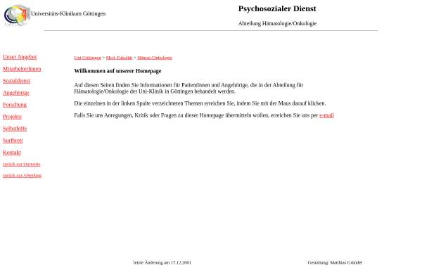 Vorschau von wwwuser.gwdg.de, Universitäts-Klinikum Göttingen Psychosozialer Dienst