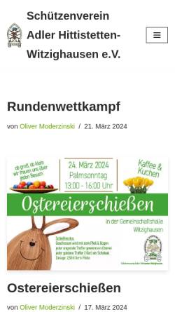 Vorschau der mobilen Webseite www.adler-schuetzen.de, Schützenverein Adler Hittistetten - Witzighausen
