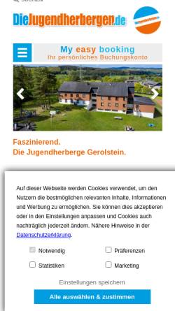 Vorschau der mobilen Webseite www.diejugendherbergen.de, Jugendherberge DJH - Gerolstein
