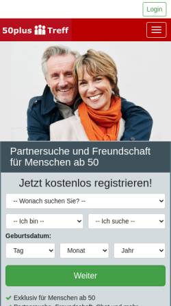 Vorschau der mobilen Webseite www.50plus-treff.de, 50plus-Treff