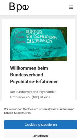 Vorschau der mobilen Webseite bpe-online.de, Bundesverband Psychiatrie-Erfahrener e.V.