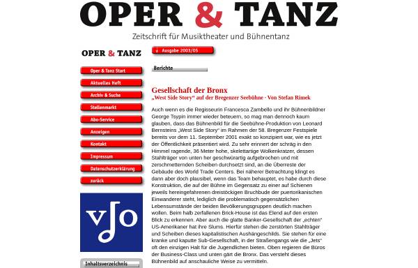 Vorschau von www.operundtanz.de, Oper & Tanz