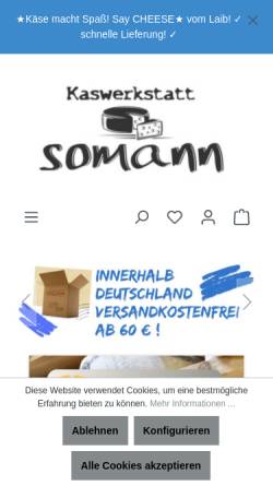 Vorschau der mobilen Webseite www.kaese-somann.de, Fa. Harald Somann - Käsespezialitäten