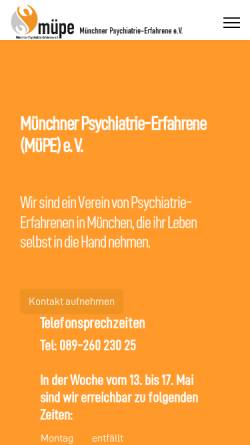 Vorschau der mobilen Webseite muepe.org, Münchner Psychiatrie-Erfahrene (MüPE) e.V.