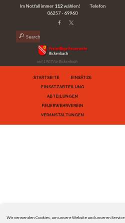 Vorschau der mobilen Webseite www.feuerwehr-bickenbach.de, Freiwillige Feuerwehr Bickenbach