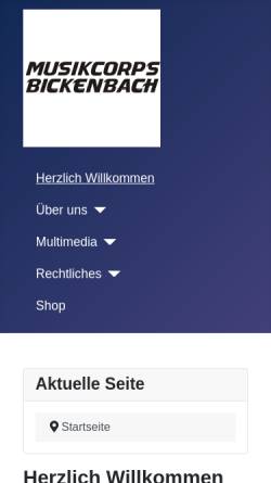 Vorschau der mobilen Webseite www.musikcorps-bickenbach.de, Musikcorps Bickenbach e.V.