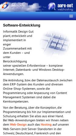 Vorschau der mobilen Webseite www.aare-net.ch, Informatik Design Gut