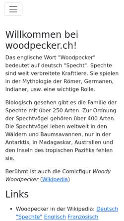 Vorschau der mobilen Webseite woodpecker.ch, Woodpecker AG