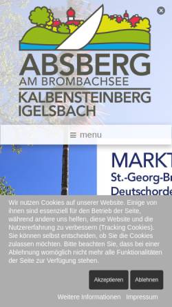 Vorschau der mobilen Webseite www.absberg.de, Markt Absberg