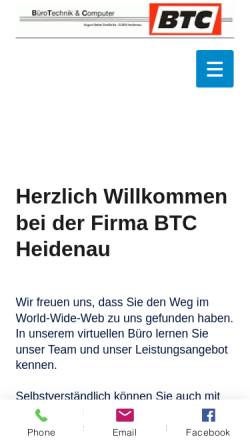 Vorschau der mobilen Webseite www.btc-heidenau.de, BTC