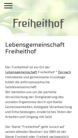 Vorschau der mobilen Webseite www.freiheithof.de, Lebensgemeinschaft Freiheithof