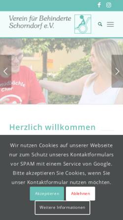 Vorschau der mobilen Webseite www.verein-fuer-behinderte.de, Verein für Behinderte Schorndorf e.V.
