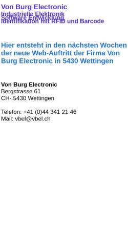 Vorschau der mobilen Webseite www.vbel.ch, Von Burg Electronic