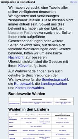 Vorschau der mobilen Webseite www.wahlrecht.de, Deutsche Wahlgesetze