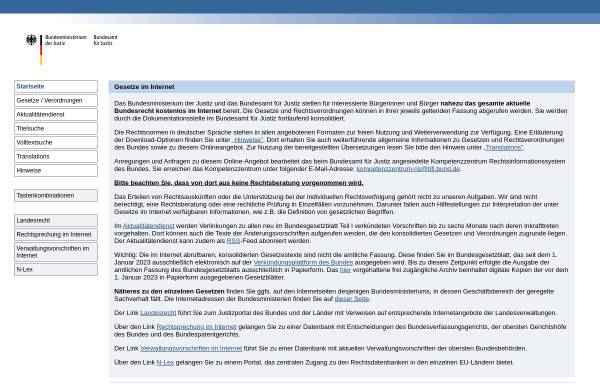 Vorschau von www.gesetze-im-internet.de, Gesetze im Internet