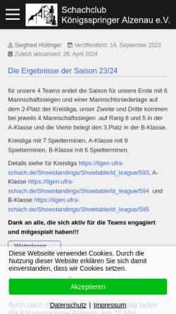 Vorschau der mobilen Webseite www.schachclub-alzenau.de, Schachclub Königsspringer Alzenau