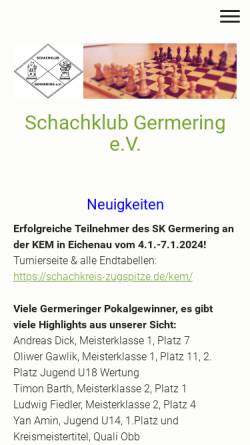 Vorschau der mobilen Webseite www.schach-in-germering.de, Schachklub Germering e.V.
