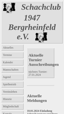 Vorschau der mobilen Webseite www.sc-bergrheinfeld.de, Schachklub 1947 Bergrheinfeld e.V.