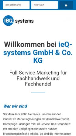 Vorschau der mobilen Webseite www.ieq-systems.de, ieQ systems AG