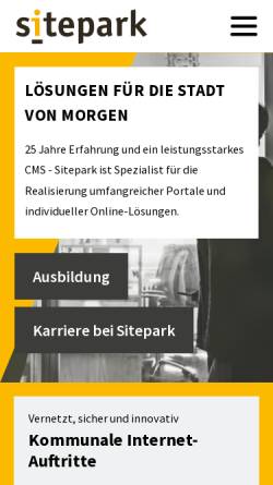 Vorschau der mobilen Webseite www.sitepark.com, Sitepark GmbH