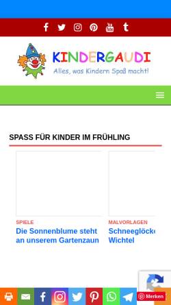 Vorschau der mobilen Webseite www.kindergaudi.de, Kindergaudi - Freizeittipps für die ganze Familie