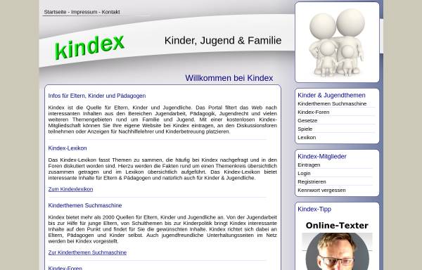Vorschau von www.kindex.de, Kindex - Suchen rund ums Kind