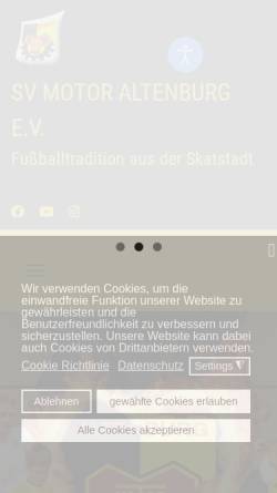 Vorschau der mobilen Webseite www.motor-altenburg.de, Fussballtradition aus der Skatstadt Altenburg