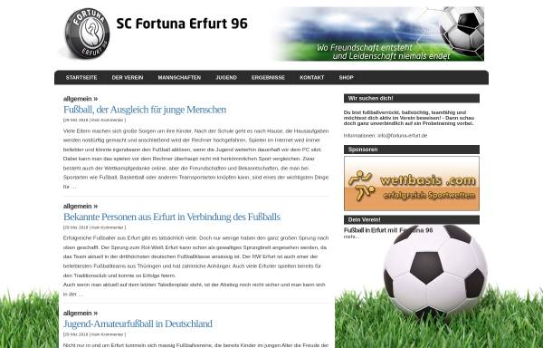 Vorschau von www.fortuna-erfurt.de, SC Fortuna Erfurt ´96 e. V.