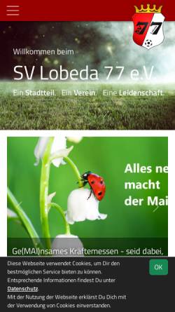 Vorschau der mobilen Webseite www.svlobeda77.de, SV Lobeda 77 e.V.