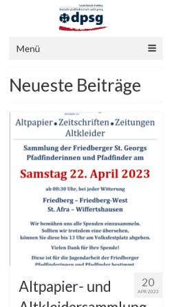 Vorschau der mobilen Webseite www.dpsg-friedberg.de, Deutsche Pfadfinderschaft St. Georg Stamm Friedberg