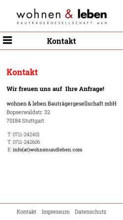 Vorschau der mobilen Webseite www.wohnenundleben.com, Wohnen und leben in Stuttgart-Heslach