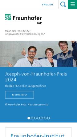 Vorschau der mobilen Webseite www.iap.fraunhofer.de, Fraunhofer Institut für angewandte Polymerforschung (IAP)