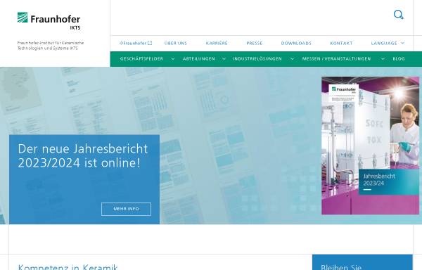 Vorschau von www.ikts.fhg.de, Fraunhofer-Institut für Keramische Technologien und Sinterwerkstoffe (IKTS)