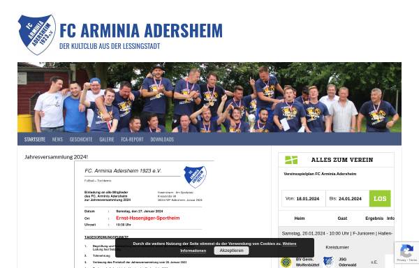 Vorschau von www.fc-arminia.de, FC Arminia Adersheim 1923 e.V.