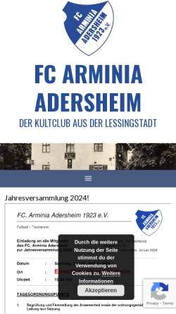 Vorschau der mobilen Webseite www.fc-arminia.de, FC Arminia Adersheim 1923 e.V.