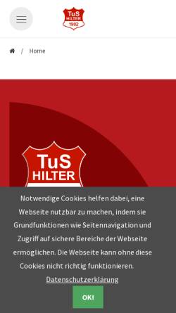 Vorschau der mobilen Webseite www.tus-hilter.de, TuS Hilter e. V.