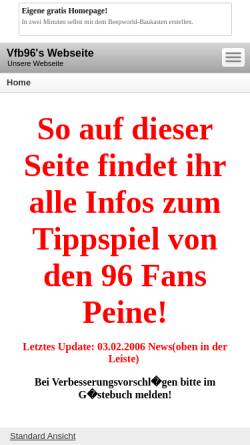 Vorschau der mobilen Webseite www.beepworld.de, VfB Peine Juniorenfußball