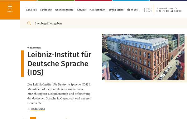 Vorschau von www.ids-mannheim.de, Startseite des IDS