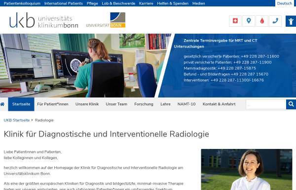 Vorschau von www.uni-bonn-radiologie.de, Bonn - Radiologische Klinik der Universität
