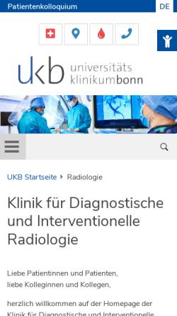 Vorschau der mobilen Webseite www.uni-bonn-radiologie.de, Bonn - Radiologische Klinik der Universität