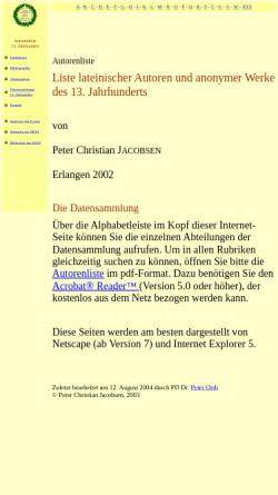 Vorschau der mobilen Webseite www.mgh.de, Autoren- und Werkliste zur lateinischen Literatur des 13. Jahrhunderts