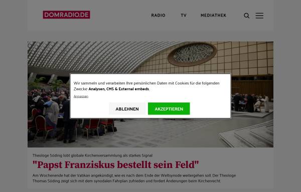 Vorschau von www.domradio.de, Evangelium auf domradio.com