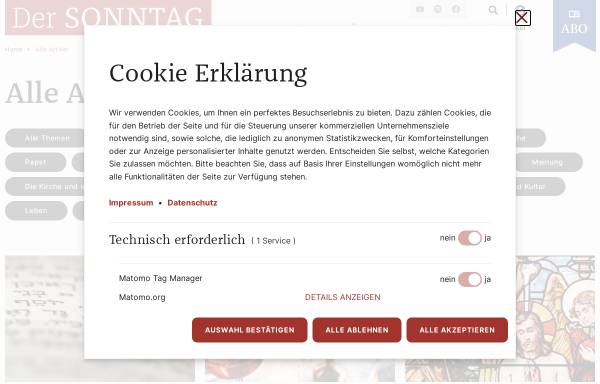 Vorschau von www.dersonntag.at, Evangeliumsseite