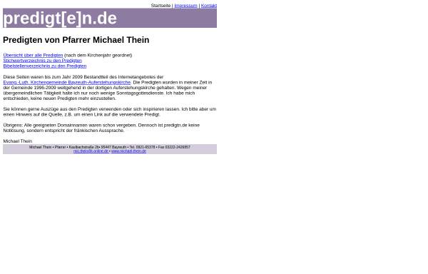 Vorschau von www.predigtn.de, Predigten von Pfarrer Michael Thein