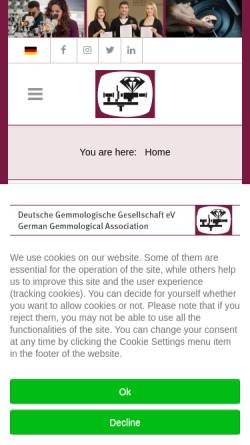 Vorschau der mobilen Webseite www.dgemg.com, Deutsche Gemmologische Gesellschaft