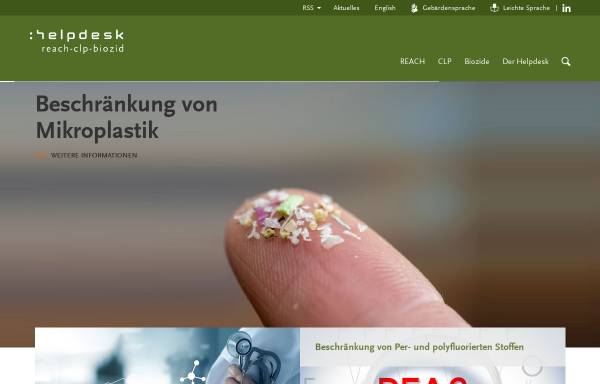 Vorschau von www.reach-helpdesk.de, REACH-Verordnung und weitere Informationen